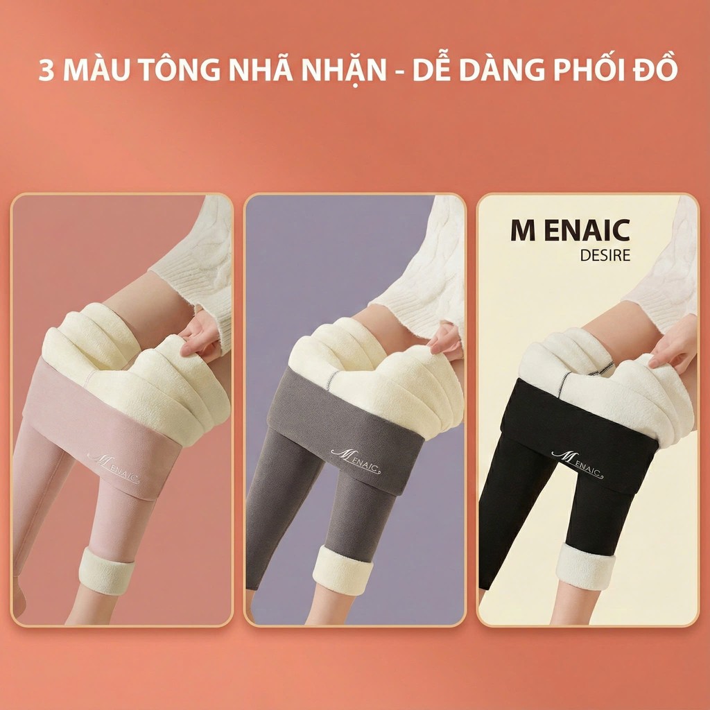 Desire Store, Quần legging M ENAIC lưng cao lót lông cừu nhung mịn giữ nhiệt mùa đông ấm áp định hình dáng QGN-9105014 image 6 of 16