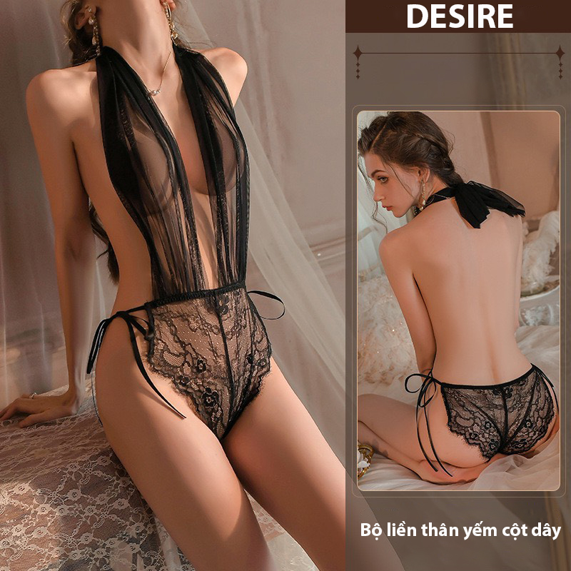 Desire Store, Bộ liền thân yếm cột dây chất ren mềm gợi cảm Desire VN-8859-2 image 6 of 9