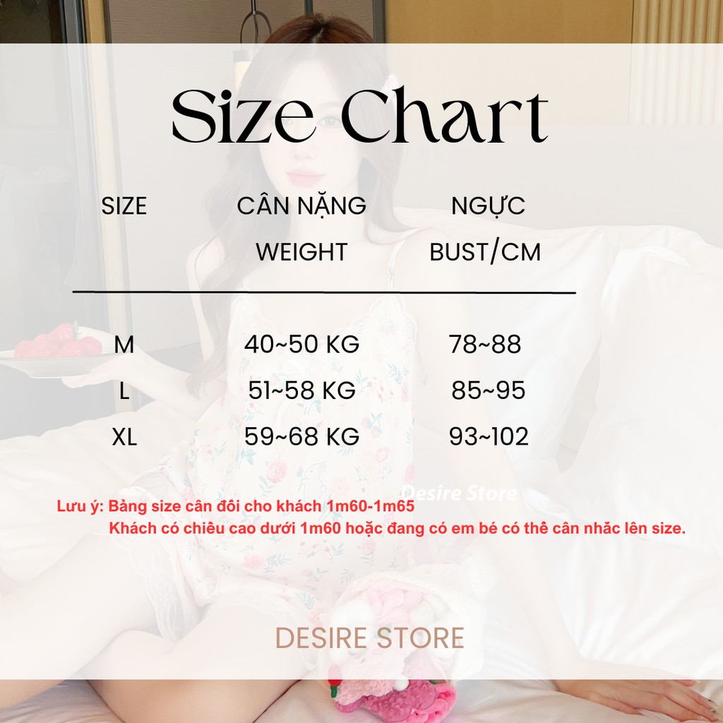 Desire Store, Đồ bộ lụa satin hai dây hoạ tiết hoa mát mịn mùa hè DBN-0026 image 9 of 17