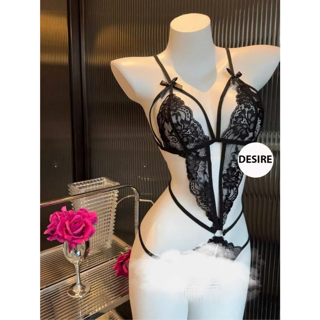 Desire Store, Bodysuit ren Jump ren xuyên thấu xẻ đáy cosplay gợi cảm sexy VN-8656-1 - Đen image 9 of 9