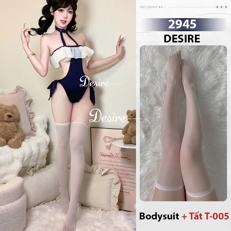 Desire Store, Bộ đồ ngủ liền thân bodysuit chất liệu thun mềm gợi cảm DESIRE VN-2945 - Set cơ bản+Tất T-005 image 10 of 10