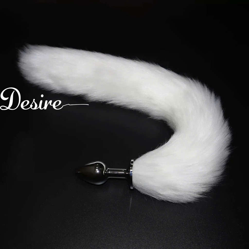 Desire Store, [Kèm dầu bôi trơn] Đuôi Cáo Cosplay Gắn Nút Kim Loại Hậu Môn - Phụ Kiện Hậu Môn Kim Loại Đai Khóa Sexy DESIRE- 0110 (Fox Tail Cosplay with Metal Anal Plug – Sexy Metal Anal Accessory DESIRE-0110) - Đuôi màu trắng (Phích to 2.7) image 7 of 11