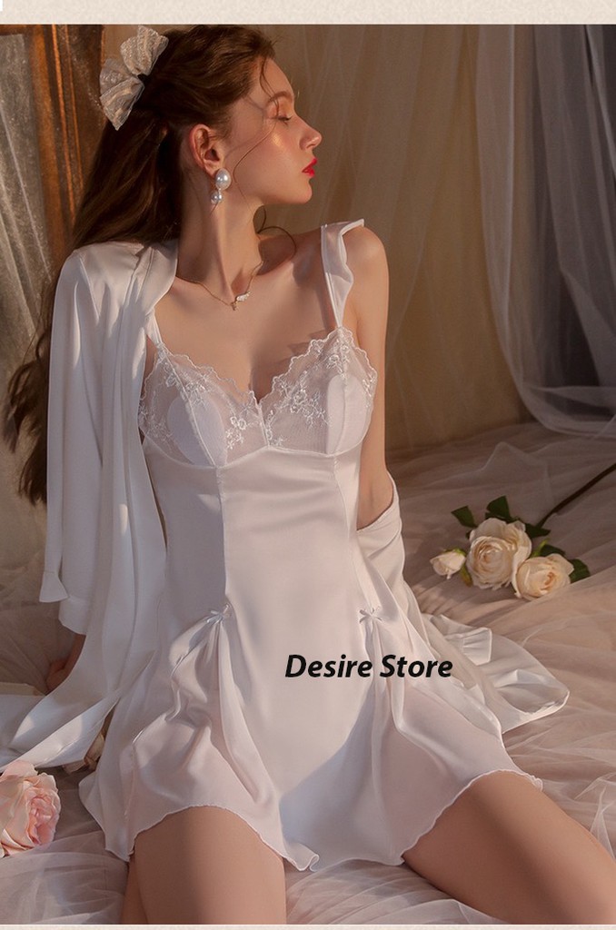 Desire Store, Váy ngủ nữ lụa hai dây cánh tiên phong cách sexy gợi cảm chất mềm mịn DESIRE VN-214 image 3 of 12