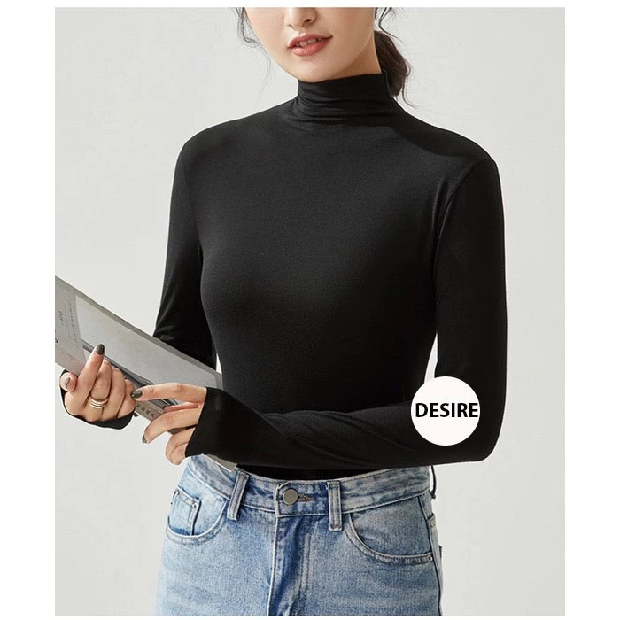 Desire Store, Áo thun dài tay cổ lọ chất thun cotton lạnh phong cách thu đông 2023 AN-02 image 3 of 17