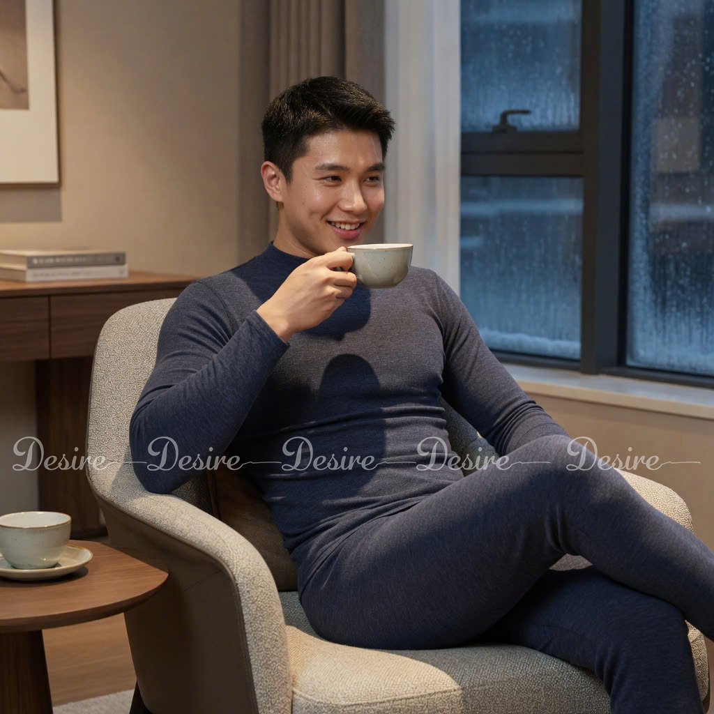 Desire Store, Đồ bộ giữ nhiệt nam lót Len Cashmere cổ cao ấm áp mùa đông cao cấp siêu nhẹ dành cho nam giới DGN-03 (Men's ultra-lightweight thermal set with warm cashmere-blend lining and high-neck design for winter. DGN-03) image 21 of 51