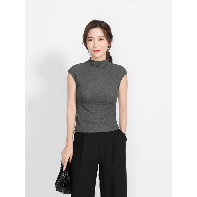 Desire Store, Áo thun cổ lọ ngắn tay thun Modal gân mềm DESIRE A112 image 2 of 14