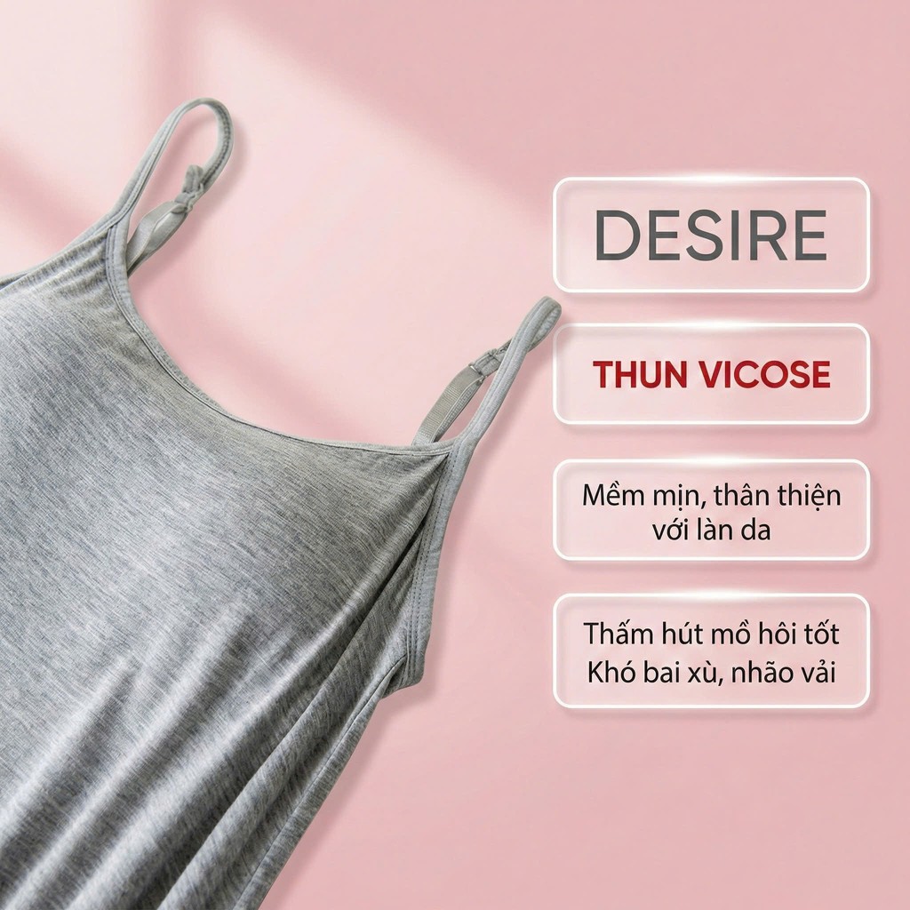 Desire Store, Váy đầm hai dây thun Vicose mềm mịn có đệm mút ngực và tăng đơ DESIRE VNN-0072 image 8 of 21