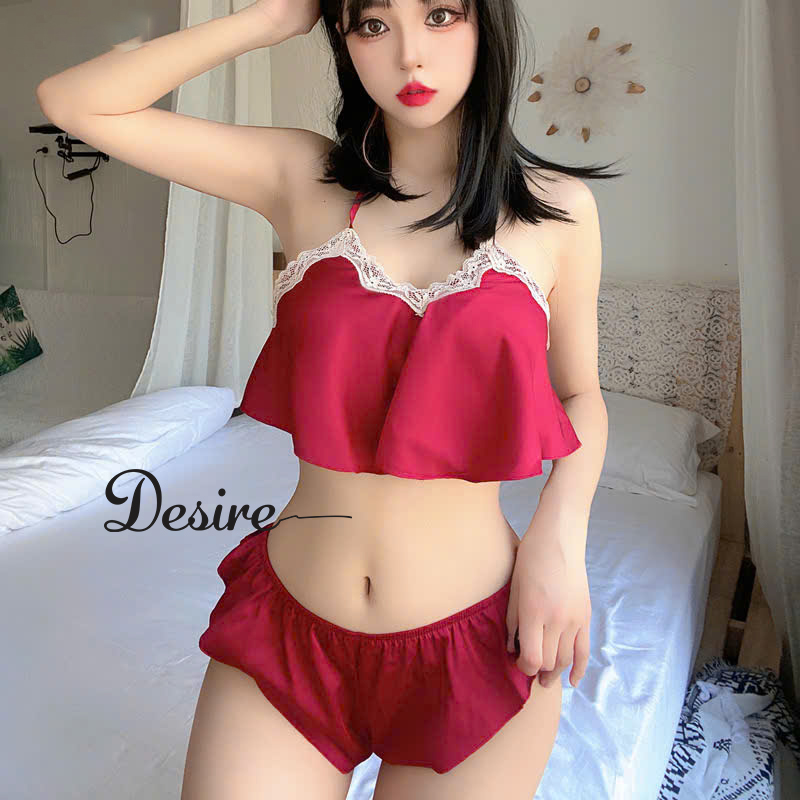 Desire Store, Đồ Bộ Ngủ Lụa Satin Thiết Kế Cổ Yếm Phối Ren Sang Chảnh - Bộ Mặc Nhà 2 Dây Sexy Tôn Dáng DESIRE 8399-1 image 7 of 14