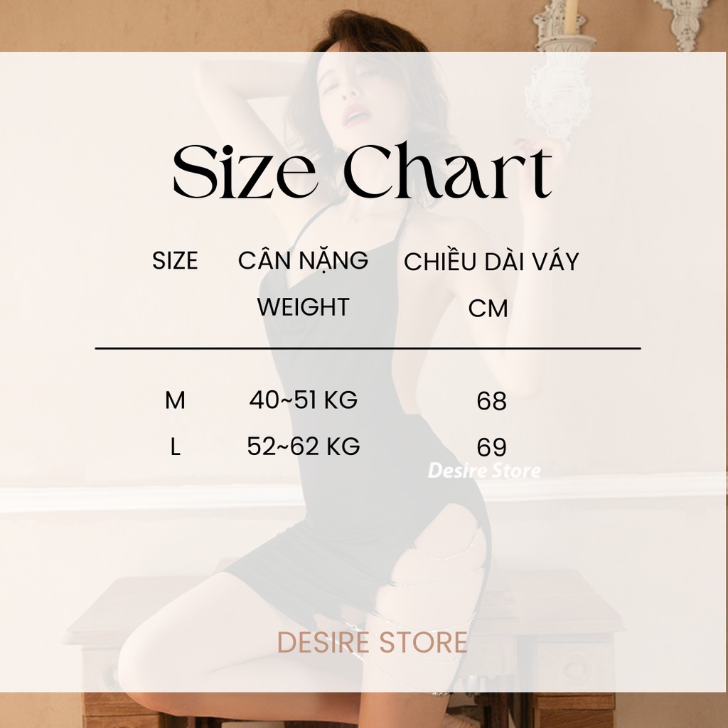 Desire Store, Váy ngủ nữ sexy yếm cột dây xẻ tà phối dây kim loại gợi cảm VN-660 image 7 of 10