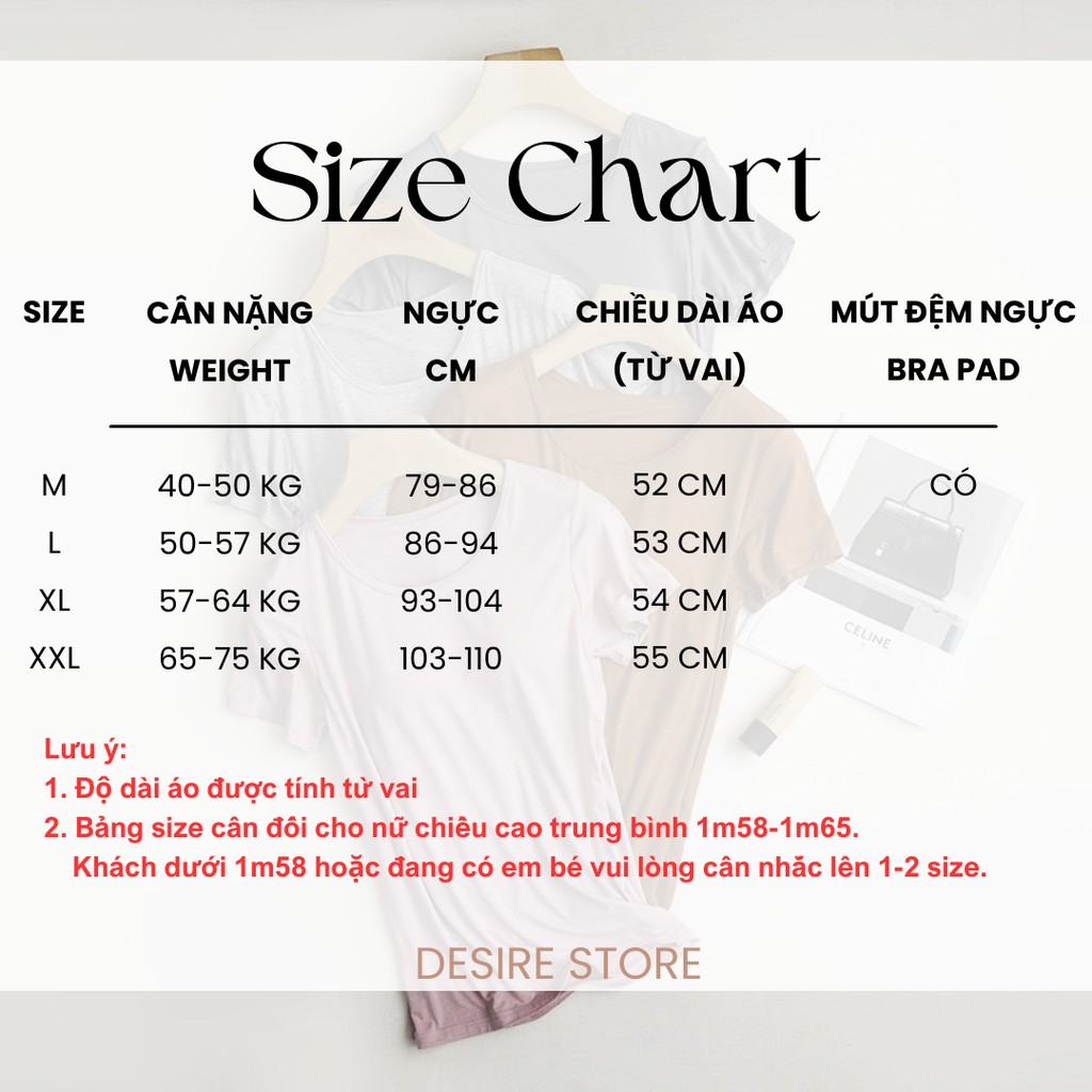 Desire Store, Áo thun ngắn tay có mút ngực thun Vicose cao cấp A2302 image 10 of 15