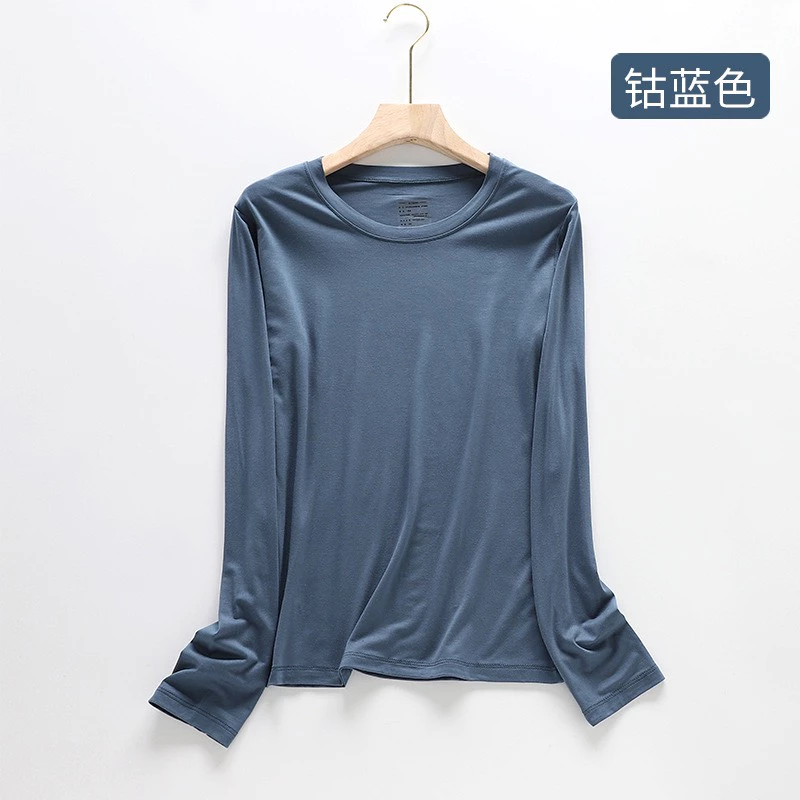 Desire Store, Áo thun dài tay nữ cổ tròn chất thun modal mịn lạnh co giãn phong cách mùa thu DESIRE A140 - Xanh coban, Onesize <55kg image 12 of 14