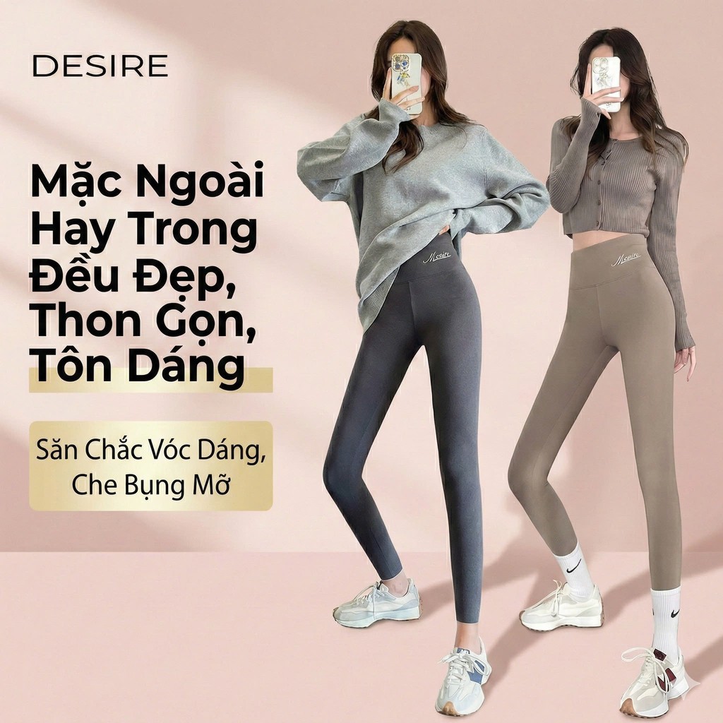 Desire Store, Quần dài legging M ENAIC lưng cao giữ nhiệt lót nhung Cation hai mặt mùa đông ấm áp định hình dáng QGN-004 image 8 of 16