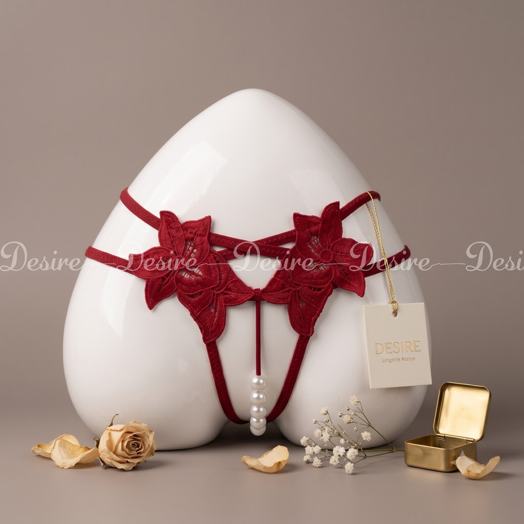Desire Store, Quần lót ren mềm mại xẻ đáy đính ngọc trai sexy DESIRE QL-2066 image 10 of 13