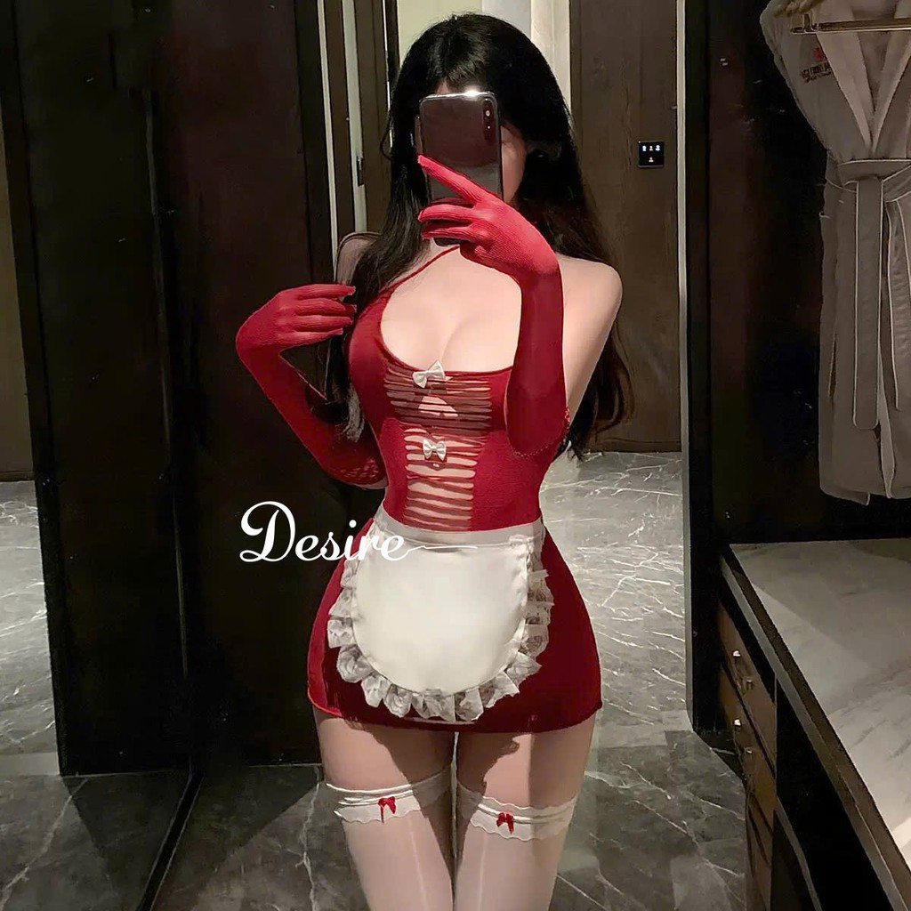 Desire Store, [40-70Kg]  Set váy ngủ Cosplay Cô Hầu Gái sexy ZY56 - Váy ngủ hầu gái ôm body gợi cảm đầy đủ phụ kiện DESIRE image 2 of 13