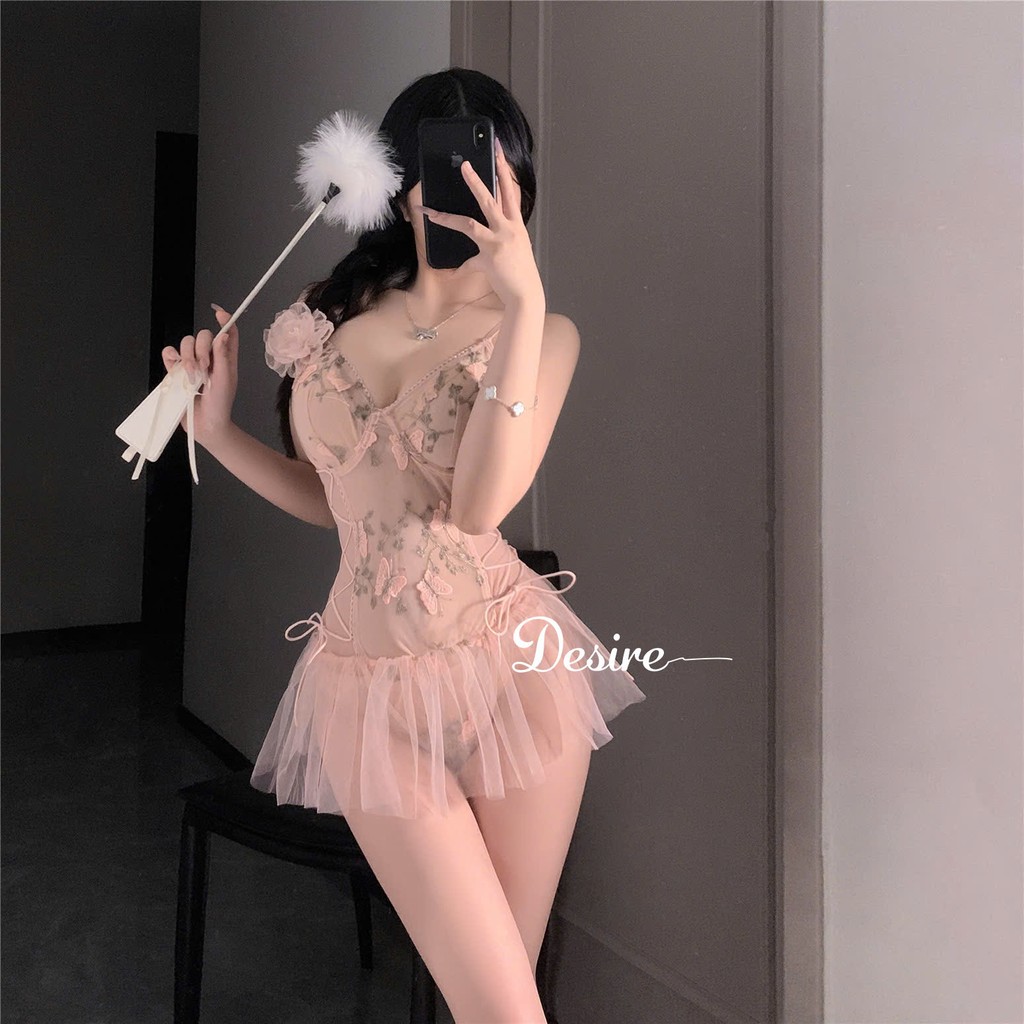 Desire Store, Váy Ngủ Sexy Bodysuit Ren - Đồ Ngủ Liền Thân Xuyên Thấu Gợi Cảm Phong Cách Nàng Thơ DESIRE VN-1306 image 2 of 11