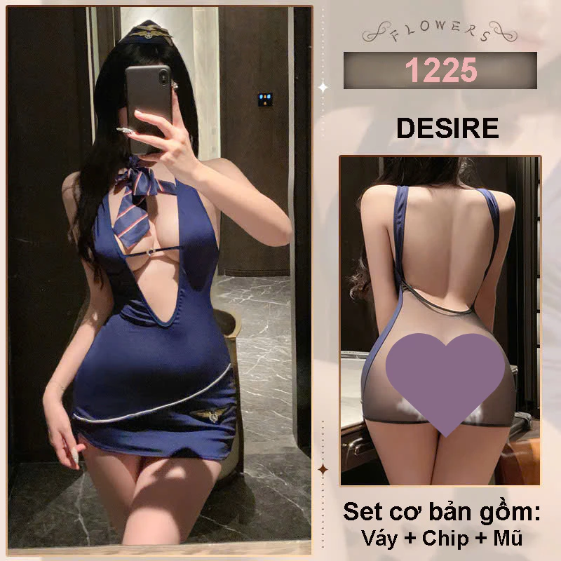 Desire Store, Bộ váy ngủ Cosplay Cô nàng Tiếp viên hàng không phong cách gợi cảm DESIRE STORE VN-1225 - Set cơ bản, Bigsize image 8 of 10