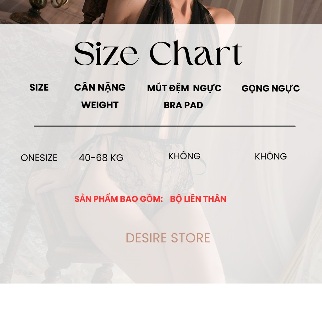 Desire Store, Bộ liền thân yếm cột dây chất ren mềm gợi cảm Desire VN-8859-2 image 10 of 12