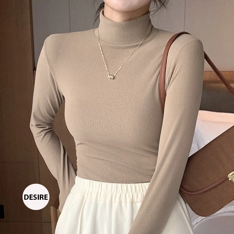 Desire Store, Áo thun dài tay cổ lọ chất len tăm dày phong cách thu đông 2024 DESIRE AN-H329 image 5 of 15