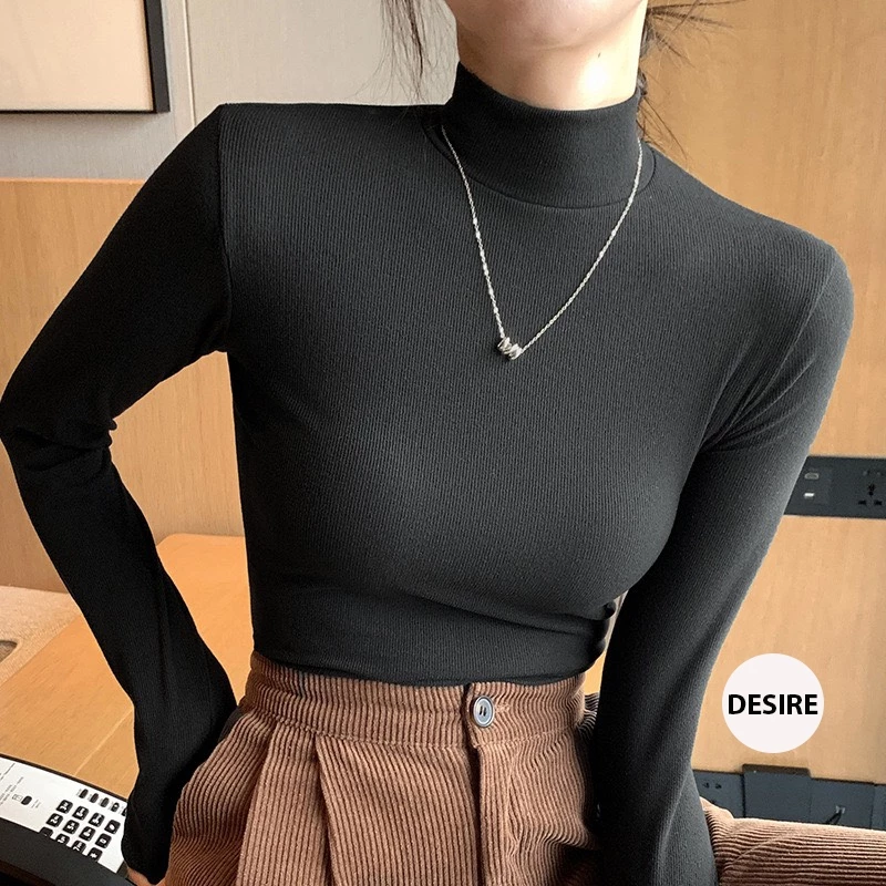 Desire Store, Áo thun dài tay cổ lọ chất len tăm dày phong cách thu đông 2024 DESIRE AN-H329 image 6 of 15