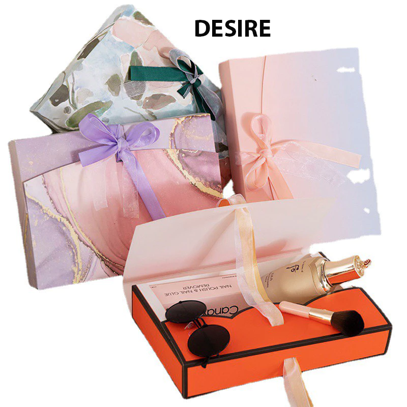 Desire Store, Hộp quà sang trọng hoạ tiết tranh sơn dầu hình chữ nhật hộp quà thắt nơ lụa túi quà image 2 of 19