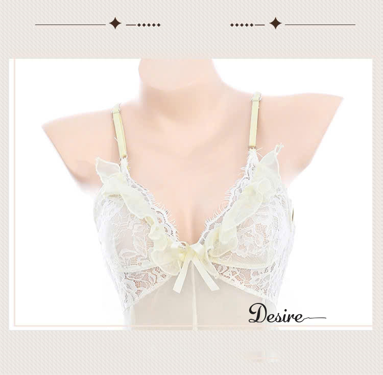 Desire Store, Váy ngủ lưới phối ren bèo hoa trước ngực kèm chip DESIRE VN-1122 image 6 of 9