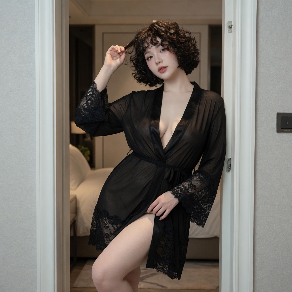 Desire Store, Áo Choàng Ngủ Nữ Dáng Dài Ren Lưới Xuyên Thấu DESIRE VN-89481 - Áo Khoác Đồ Ngủ Quyến Rũ DESIRE 89481 -3 (Women's Long Sheer Mesh & Lace Kimono Robe - Elegant Sheer Sleepwear Cover-Up DESIRE 89481) image 17 of 23