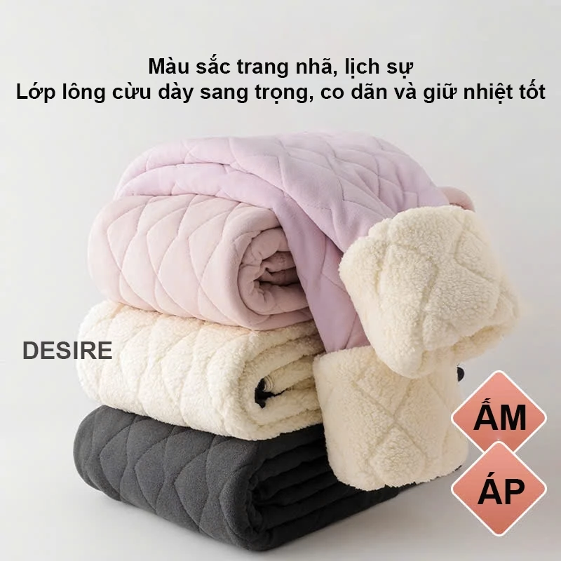 Desire Store, Quần legging lưng cao lót lông cừu dày nhung mịn giữ nhiệt mùa đông ấm áp định hình dáng QGN-9134-1 image 6 of 12