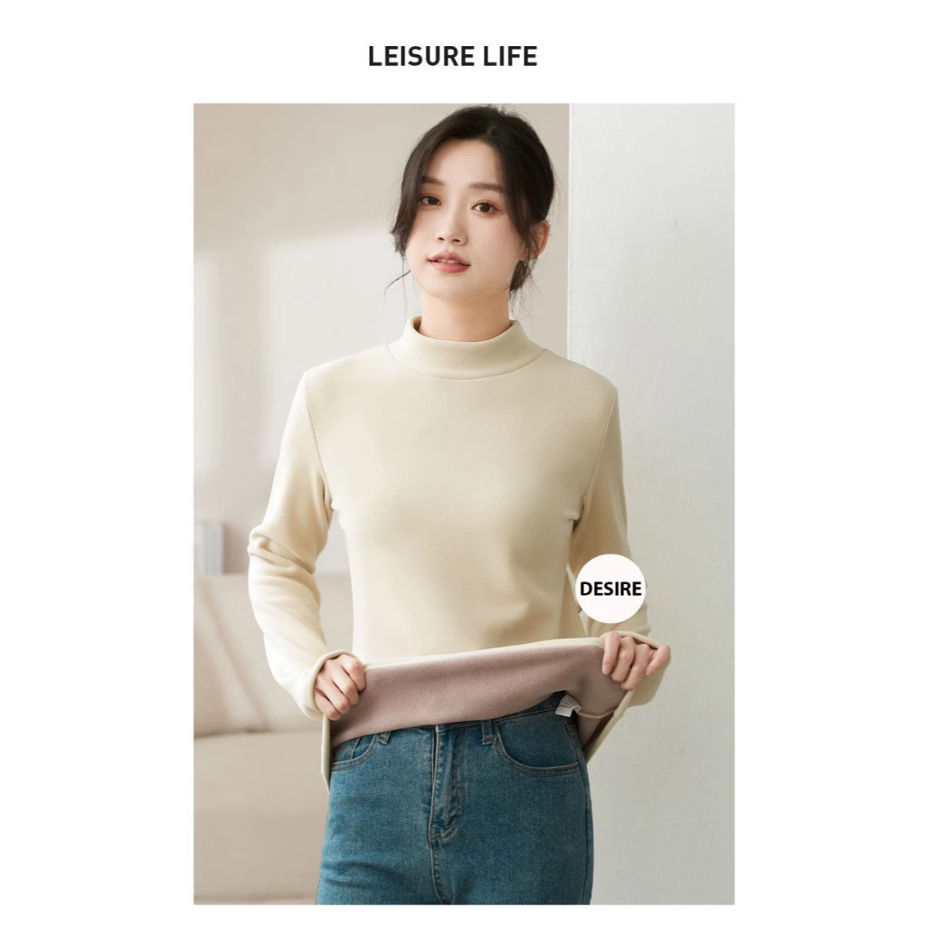 Desire Store, Áo cổ lọ chất Nhung lót lông cừu Đức dày cổ áo 4 phân giữ nhiệt mùa đông ấm áp DESIRE H2168 image 9 of 11