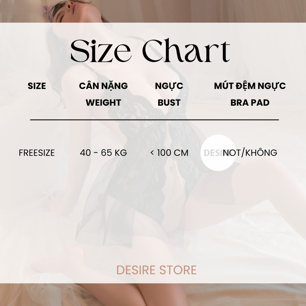 Desire Store, Váy ngủ ren liền thân bodysuit ôm body có vạt váy ren gợi cảm Desire VN-8432-1 image 8 of 11