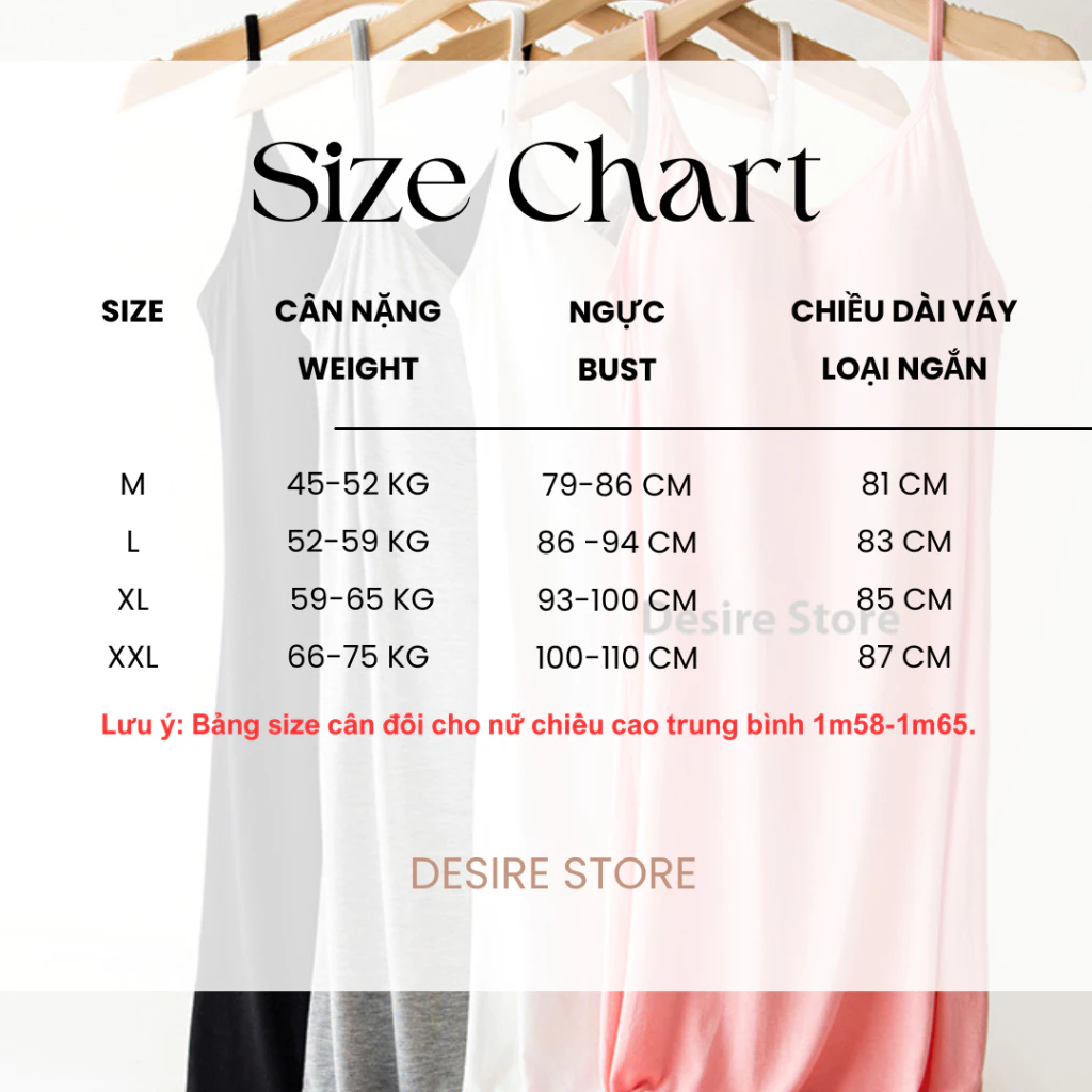 Desire Store, Váy đầm hai dây thun Vicose mềm mịn có đệm mút ngực và tăng đơ DESIRE VNN-0072 image 9 of 15