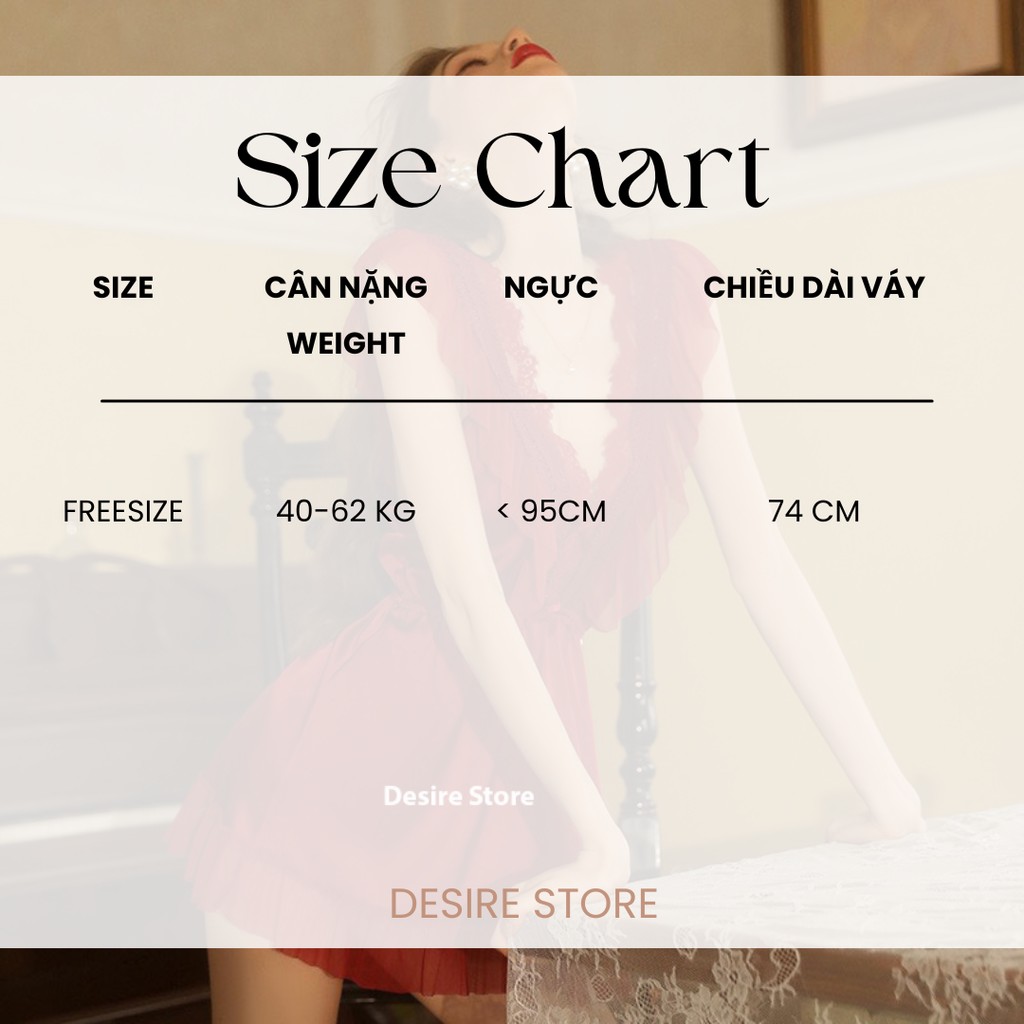 Desire Store, Váy đầm ngủ lụa cổ V cánh tiên gợi cảm sexy hàng loại 1 DESIRE VN-1480 image 10 of 13