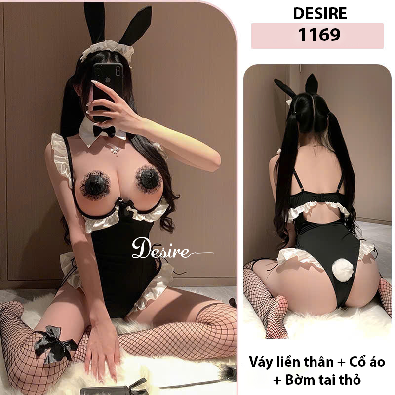 Desire Store, Váy ngủ liền thân cosplay hoá trang CÔ NÀNG THỎ GỢI CẢM DESIRE VN-1169 - Set cơ bản (Váy + Vòng cổ + Bờm) image 9 of 15