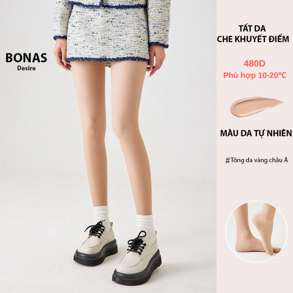 Desire Store, Tất quần loại dày cổ điển giữ ấm che khuyết điểm BONAS CHÍNH HÃNG 80D 200D 480D T-013 - 480D DA TỰ NHIÊN image 13 of 21