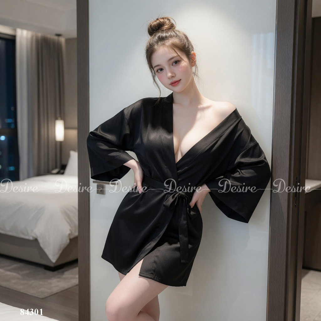 Desire Store, Áo choàng ngủ lụa tay ống rộng cao cấp Áo choàng cô dâu gợi cảm Bride hàng loại 1 84301 image 22 of 37