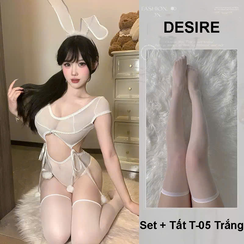 Desire Store, Bộ Cosplay Thỏ cột dây chất ren mềm mịn gợi cảm sexy DESIRE VN-6149 - Trắng + T-05 Trắng image 20 of 20