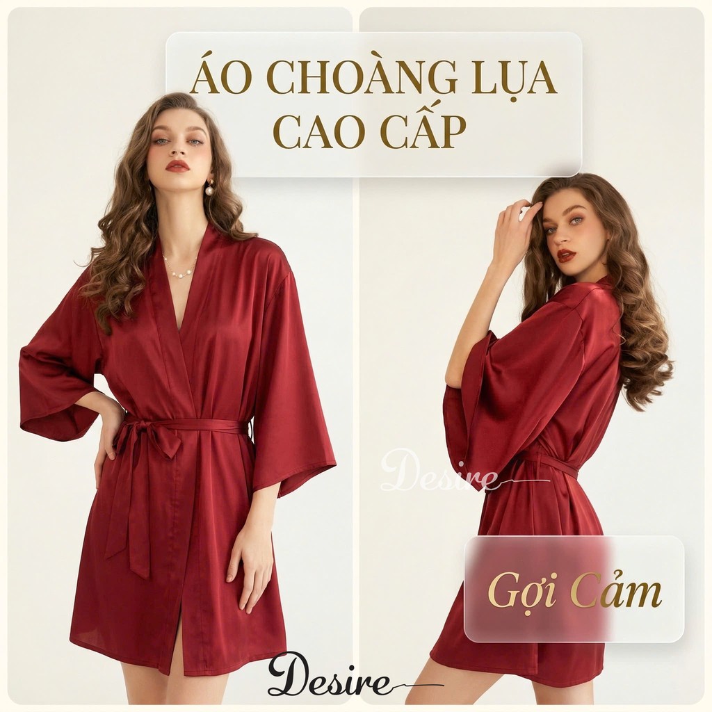 Desire Store, Áo choàng ngủ lụa cao cấp Áo choàng cô dâu gợi cảm Bride hàng loại 1 chính hãng Guiruo VN-1690 image 7 of 17