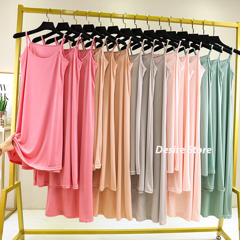 Desire Store, Đầm hai dây thun dáng suông - Váy mặc lót thun cotton polyester dáng suông mịn mát mùa hè VN-020 image 2 of 36