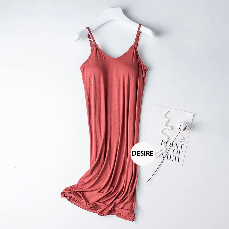 Desire Store, Váy đầm hai dây dáng dài sợi Vicose mềm mịn có đệm mút ngực DESIRE VN-077-1 - Đỏ gạch, XL image 13 of 13