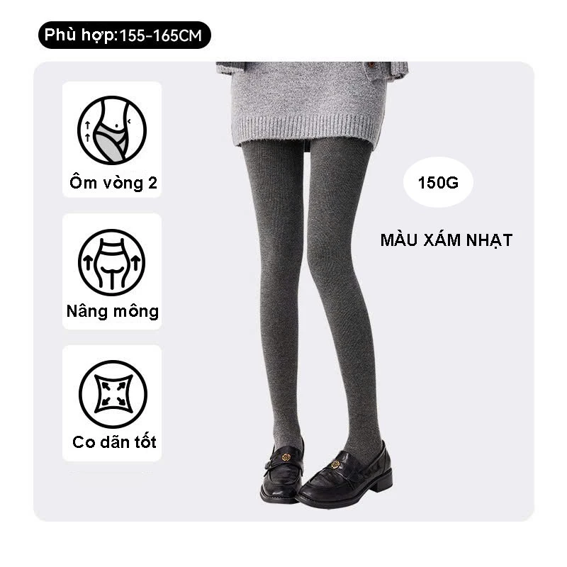 Desire Store, Quần Tất Legging Len Tăm Nữ Cao Cấp Giữ Nhiệt, Có Đế Chống Trơn Trượt, Chất Len Dày Dặn Co Giãn 4 Chiều KF7029 - Màu xám nhạt image 12 of 13