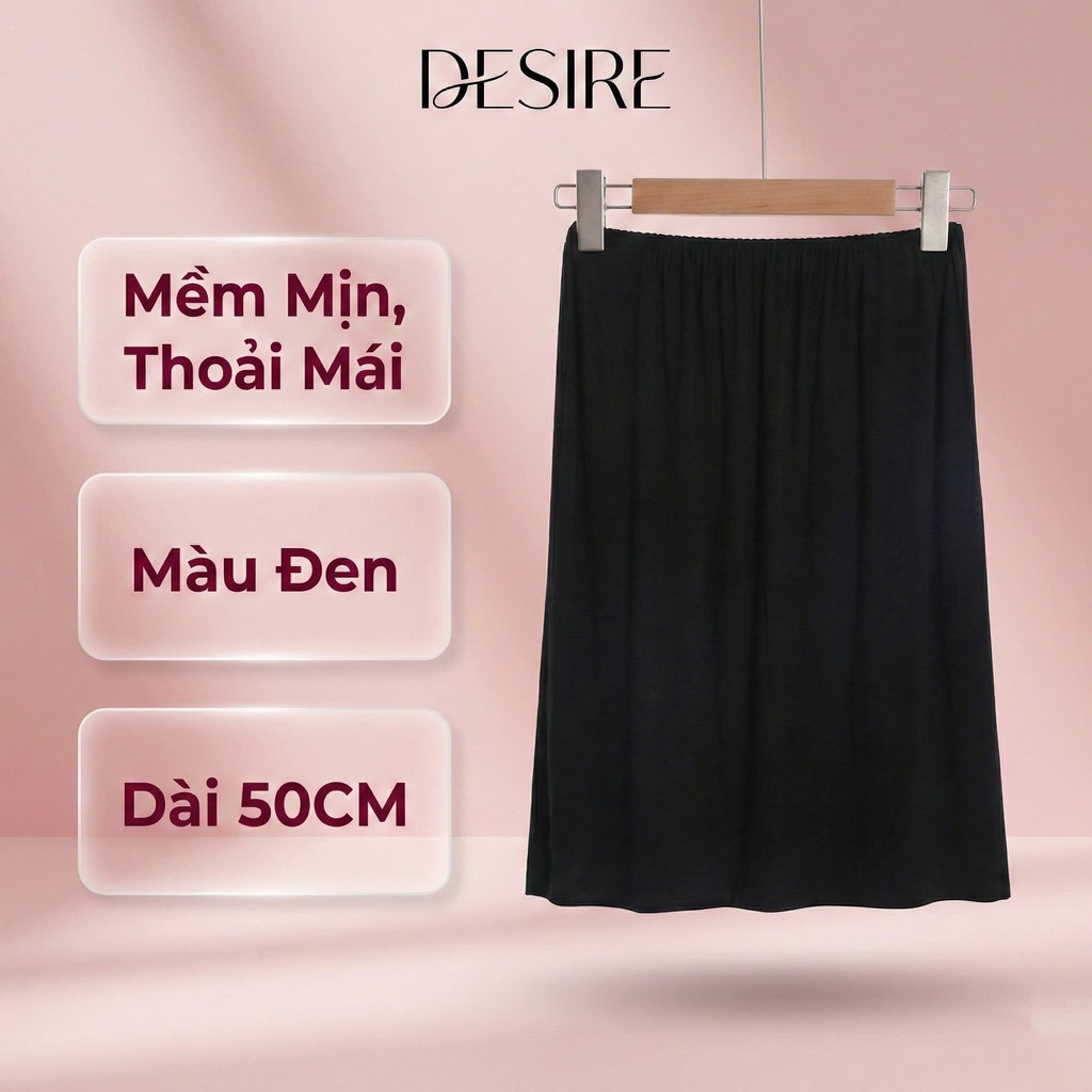 Desire Store, Chân Váy lót thun modal  (gỗ sồi) dáng xòe rộng thoải mái - Chân váy mặc lót thun mịn mát Desire VN-064-2 - Đen 50cm trơn, M image 38 of 39