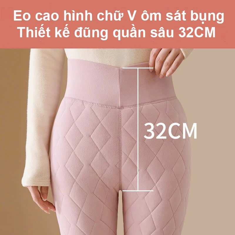 Desire Store, Quần legging lưng cao lót lông cừu dày nhung mịn giữ nhiệt mùa đông ấm áp định hình dáng QGN-9134-1 image 3 of 12