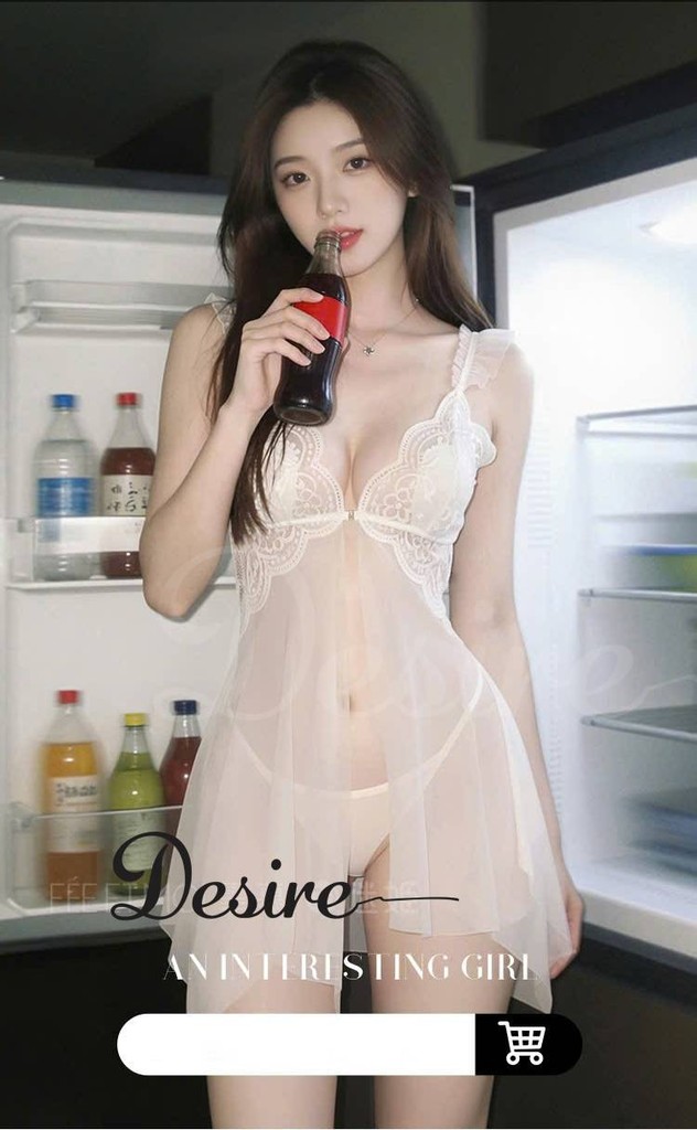 Desire Store, Váy Ngủ Ren Cài Trước Xuyên Thấu Sexy Kèm Quần Chip DESIRE VN-1052 image 10 of 14