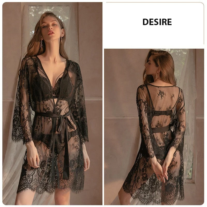 Desire Store, Áo choàng ren xuyên thấu mềm mại gợi cảm cao cấp VN-16060 image 4 of 10
