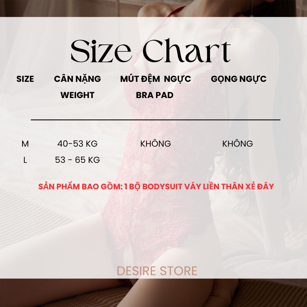 Desire Store, Bộ Váy ngủ liền thân Bodysuit ren mềm xẻ đáy Jump ren gợi cảm sexy VN-8250 image 8 of 14