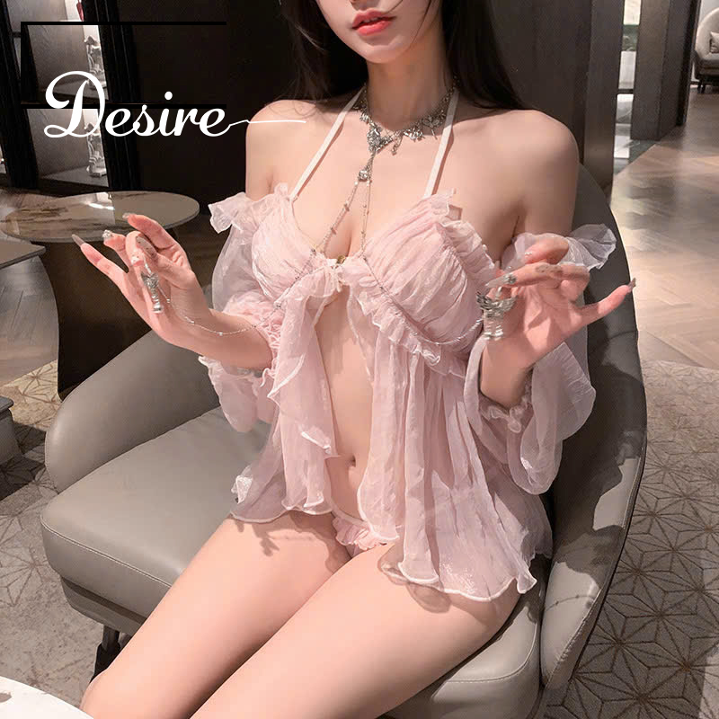 Desire Store, Váy ngủ cài ngực trước voan mềm tay bồng sexy DESIRE VN-6115 image 1 of 11