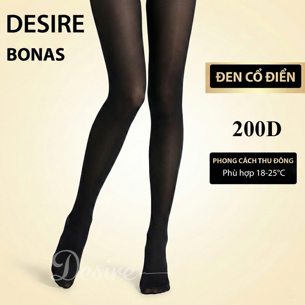Desire Store, Tất quần loại dày cổ điển giữ ấm che khuyết điểm BONAS CHÍNH HÃNG 80D 200D 480D T-013 - 200D ĐEN (18-25°C) image 12 of 21