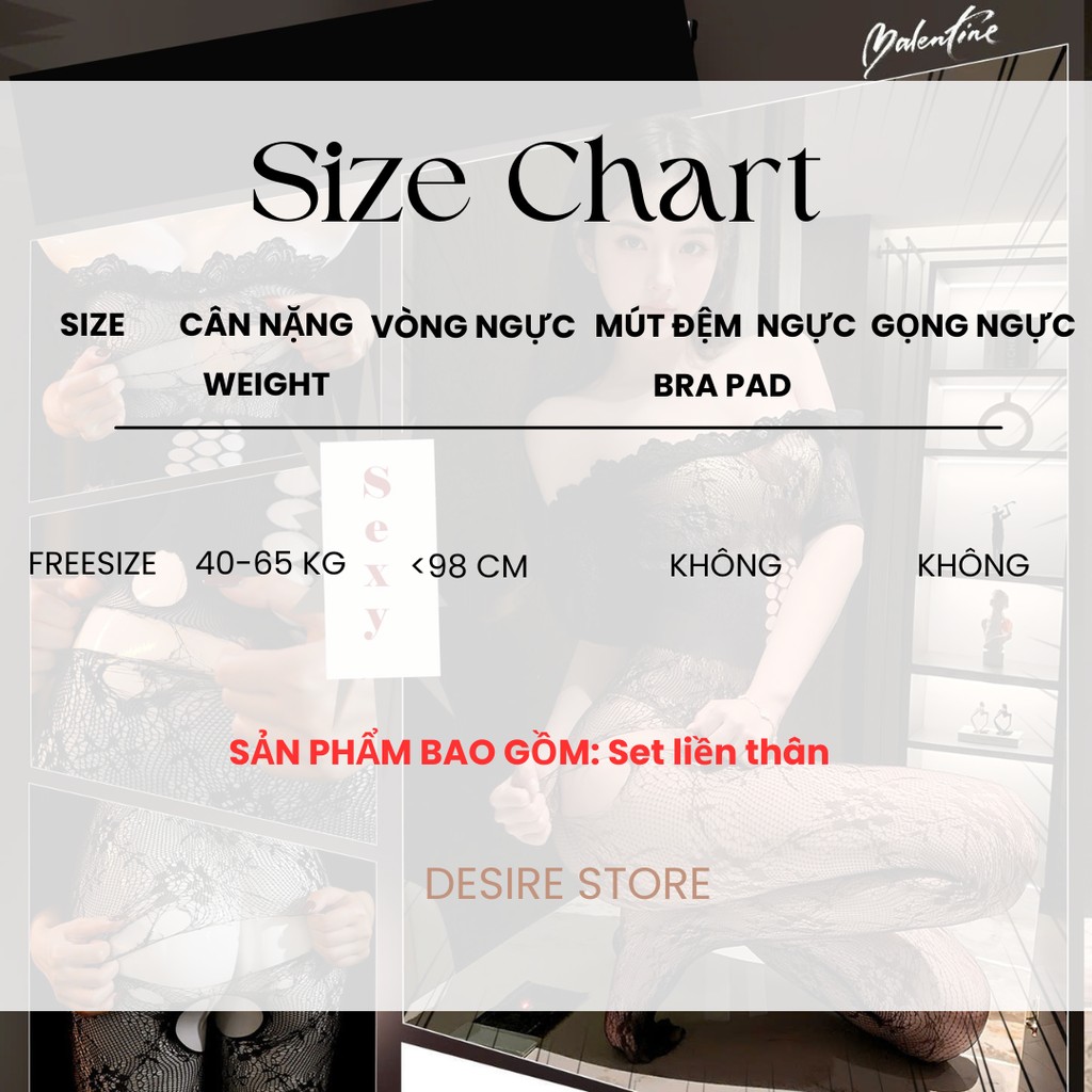 Desire Store, Set Bodysuit mềm mịn xuyên thấu gợi cảm sexy DESIRE ZY64 image 9 of 10