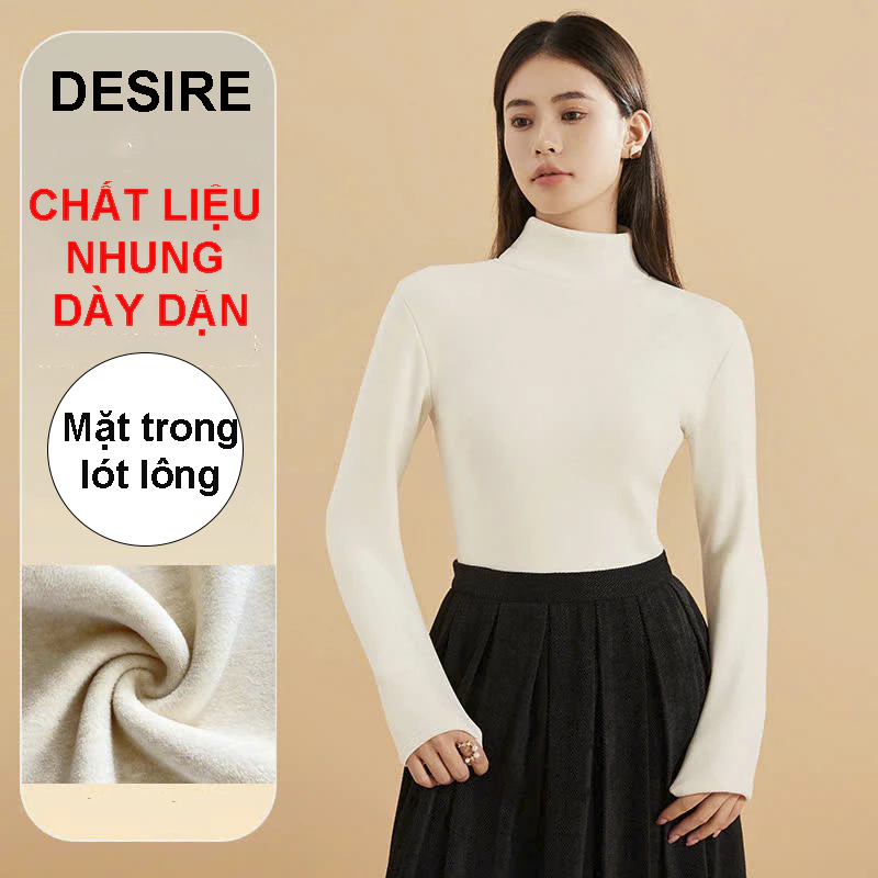 Desire Store, Áo cổ lọ giữ nhiệt mùa đông Dày lót Lông Cừu mềm mịn DESIRE K-801 image 4 of 12