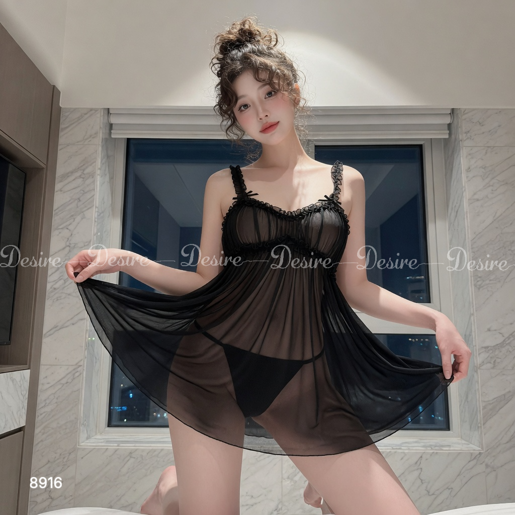 Desire Store, 8916 Váy Ngủ Ren dáng Babydoll Nữ Tính – Viền Ren Hoa Cao Cấp DESIRE (Feminine Babydoll Lace Nightgown – Featuring Premium Floral Lace Trim by DESIRE 8916) image 11 of 19