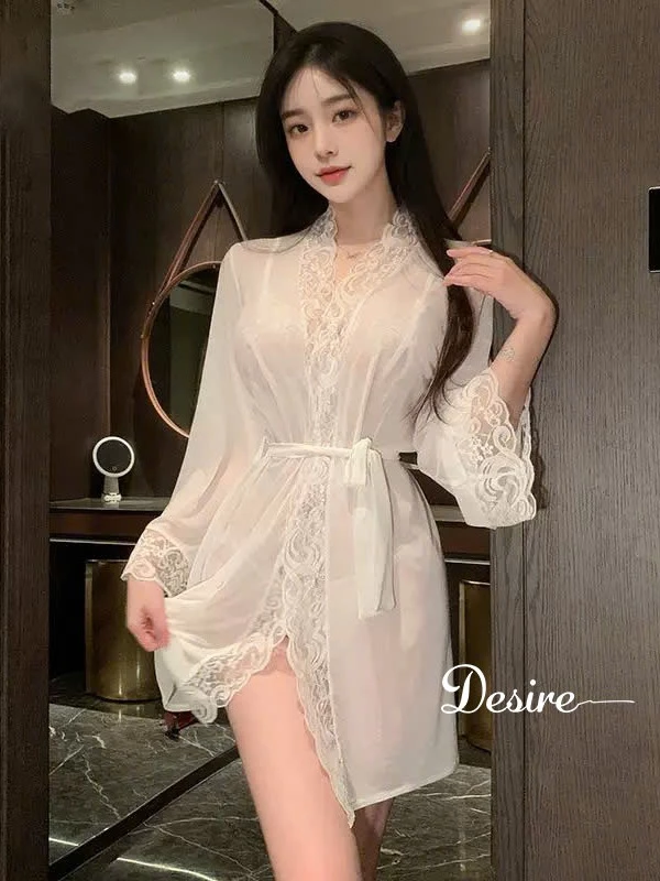 Desire Store, Set áo choàng Ren xuyên thấu Phong cách tiểu thư Sang chảnh gợi cảm DESIRE VN-6171 image 4 of 19